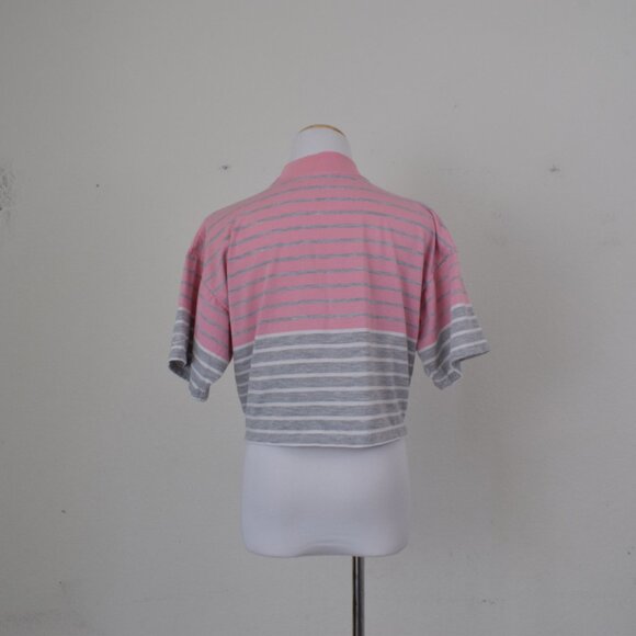 Vintage 90s Pink/Gray Mockneck Crop Tee by Nike - Picture 4 of 11